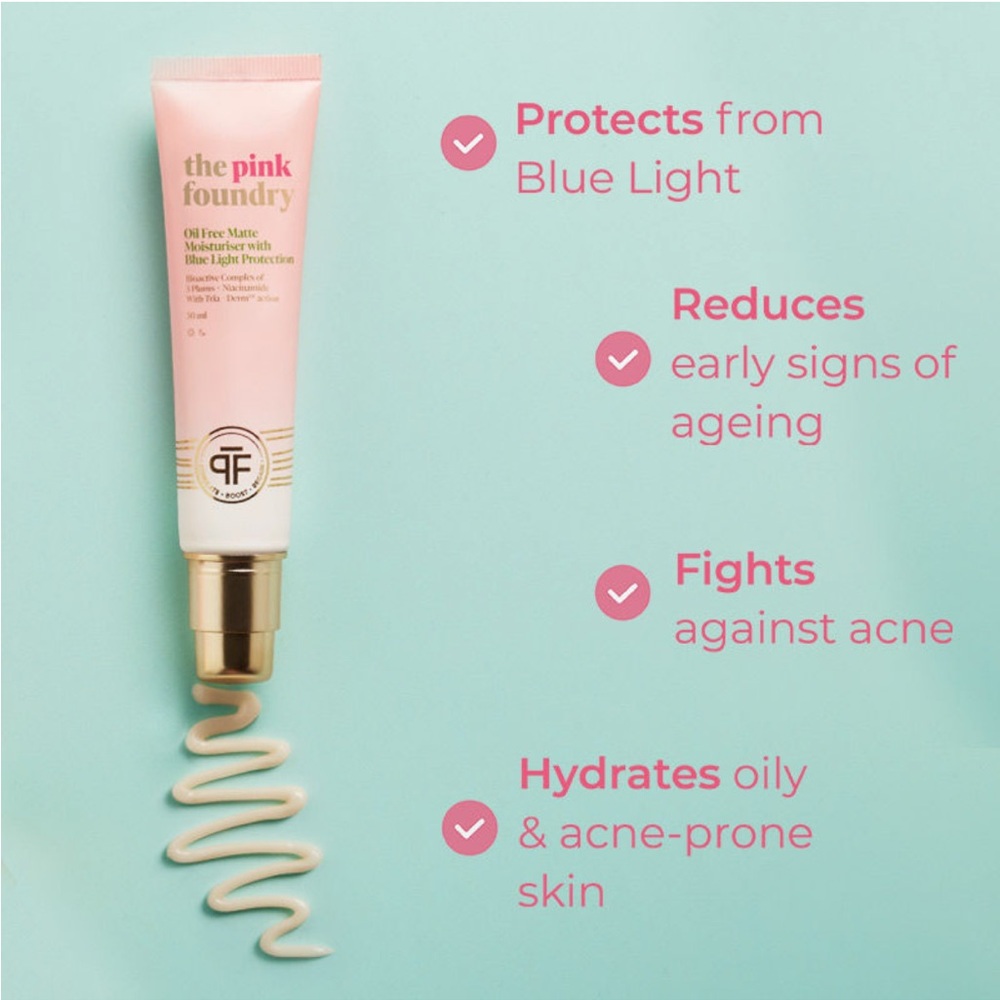 The Pink Foundry Oil Free Niacinamide
Matte Moisturiser | Blue Light Protection* - Picture 3 of 13